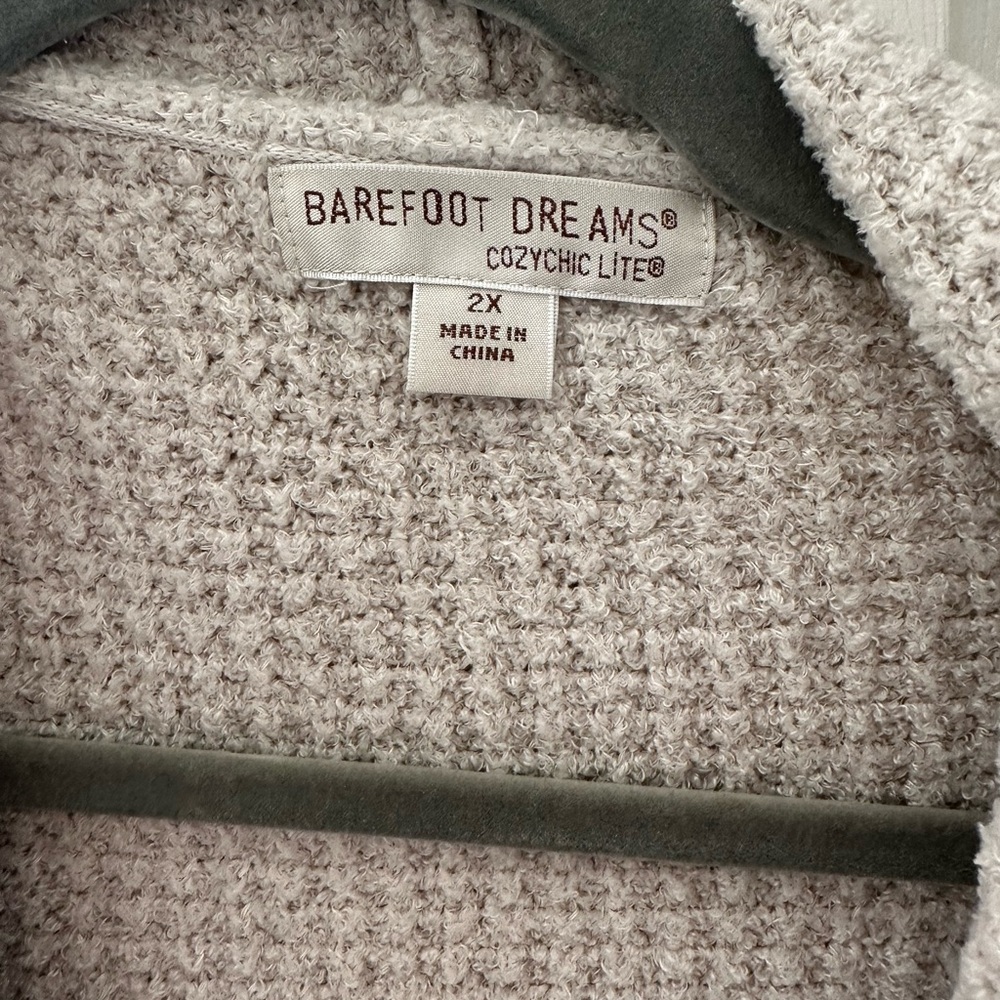 Barefoot Dreams Cream Cardigan Jacket Open Front Shawl Collar - Picture 2 of 3